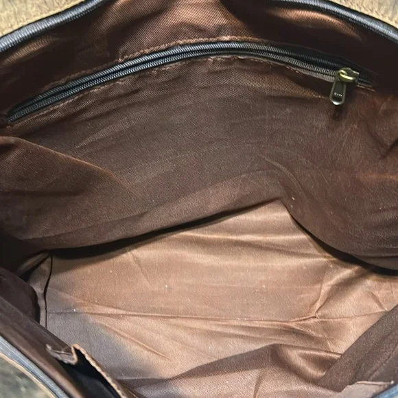 Crazy Heifers Large HOH (Hair on Hide) Tote with Gold accents on front. - Picture 8 of 11